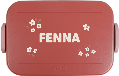 Mepal lunchbox To Go met naam en witte bloemetjes