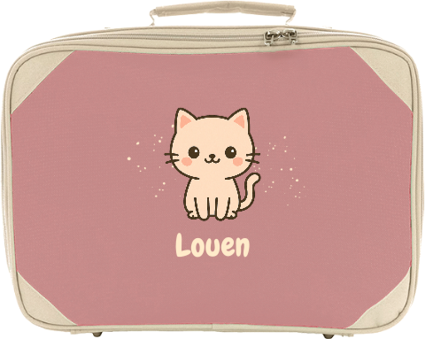 Koffertje met naam en kawaii poes