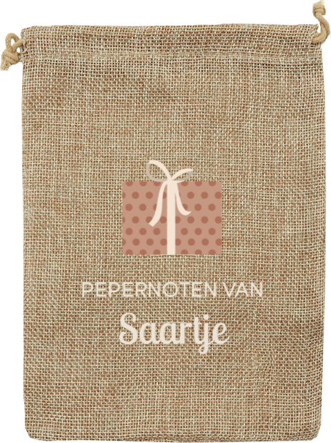 Jute pepernotenzakje met cadeautje en naam