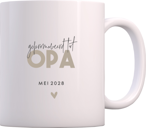Zwangerschapsaankondiging mok voor opa met hartje