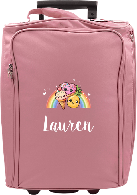 Reistrolley met naam en kawaii illustraties