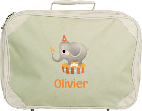 Koffertje met naam en circus olifant