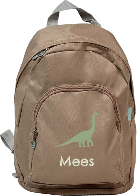 Stoere rugzak junior met silhouet van dino en naam