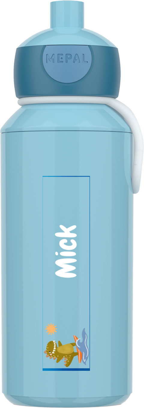 Mepal pop up drinkbeker Campus met naam en surfende dino