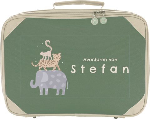 Koffer met naam en jungledieren