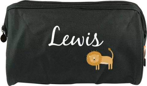 Avontuurlijke toilettas met leeuwtje en naam