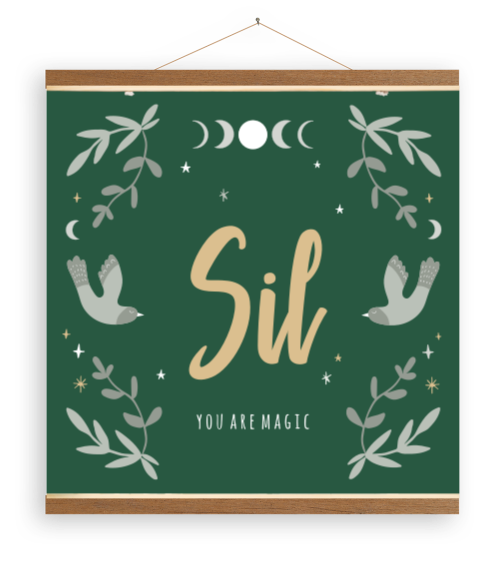 Canvasposter met folk thema en houten latjes
