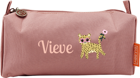 Vrolijke etui met naam en panter