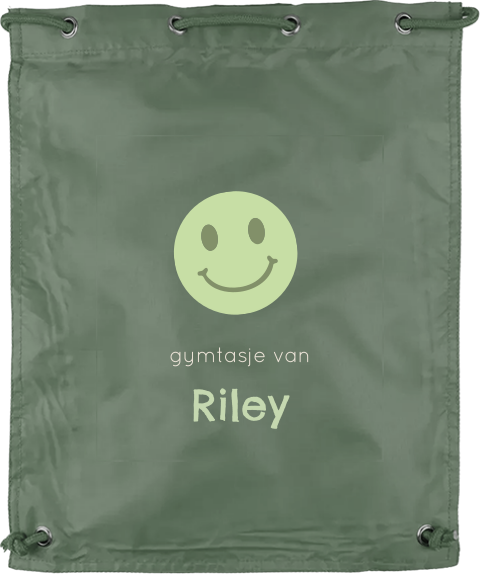 Gymtasje met vrolijke groene smiley