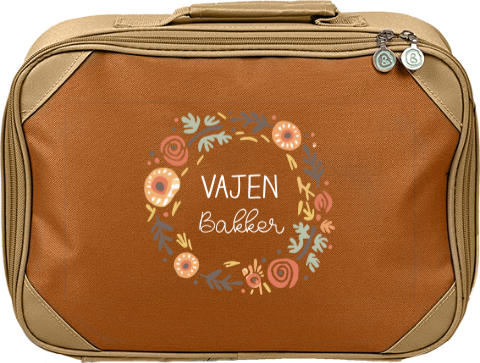 Kinderkoffertje met naam en bloemencirkel