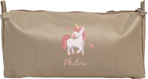 Etui met eenhoorn, vlinders en naam