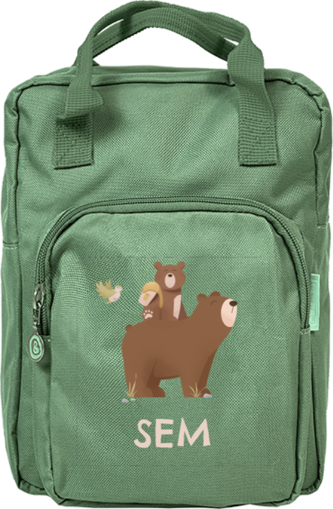 Rugtas Classic met naam en twee beren