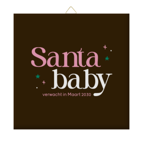 Tegeltje zwangerschapsaankondiging in kerstthema met kleine sterretjes