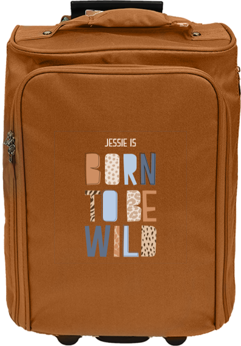 Reistrolley met naam en tekst in junglestijl