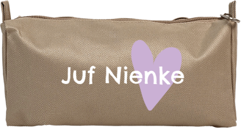 Etui met paars hartje voor Juf
