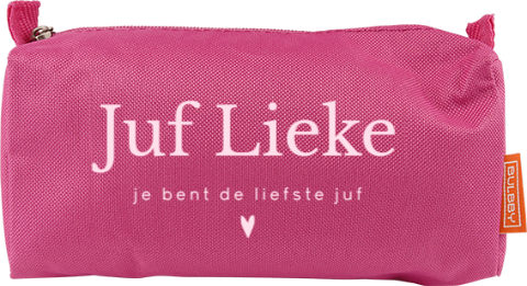 Etui vrolijk met tekst 'Juf, je bent de liefste'