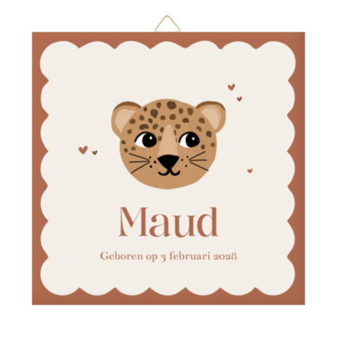 Geboortetegeltje met lief pantertje
