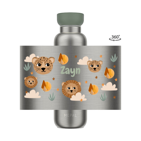 Mepal isoleerfles met naam en jungledieren