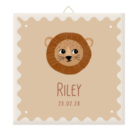 Hip geboortetegeltje met leeuwtje