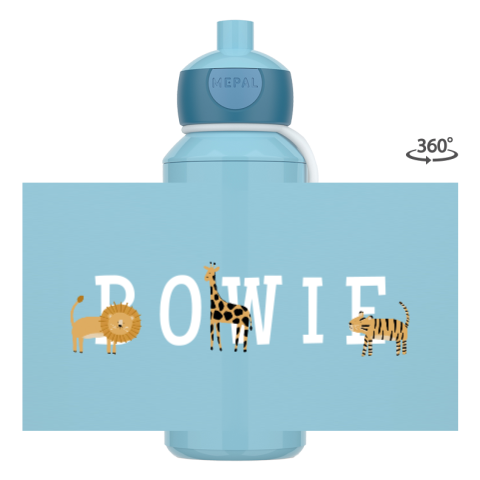 Mepal pop-up drinkfles Campus rondom bedrukt met dieren
