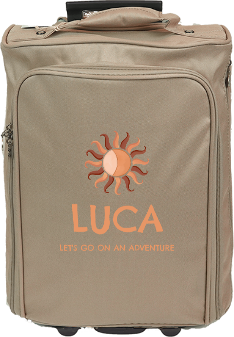 Vrolijke reistrolley met zon en naam