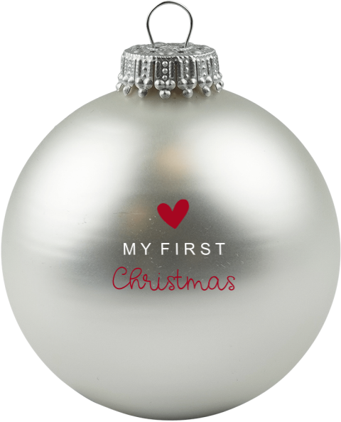 Glazen kerstbal met hartje en tekst 'my first christmas'