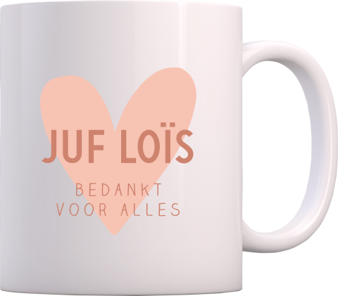 Mok met hartje en tekst 'Juf, bedankt voor alles'