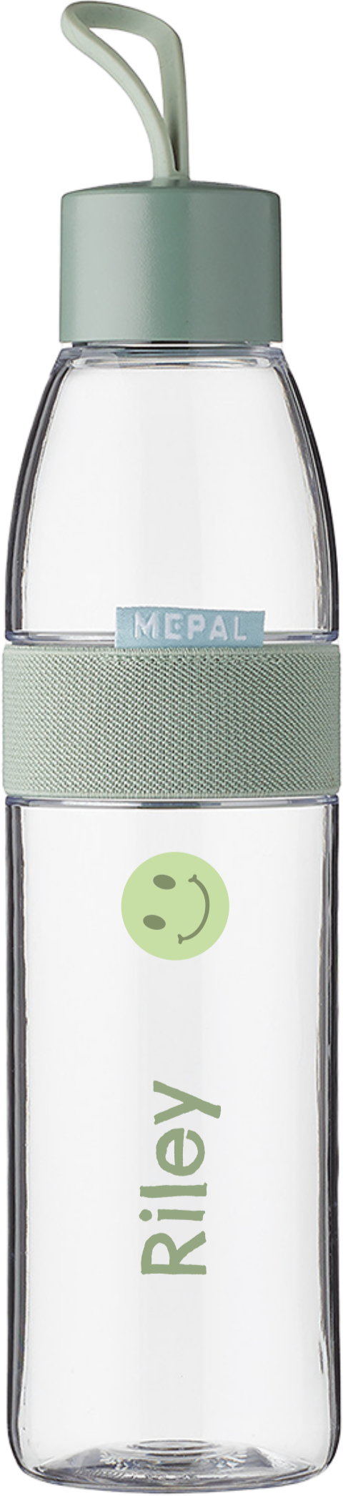 Mepal waterfles Ellipse met groene smiley en naam