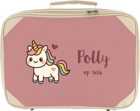 Koffertje met naam en kawaii unicorn