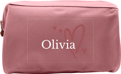 Lieve toilettas met naam en hartjes