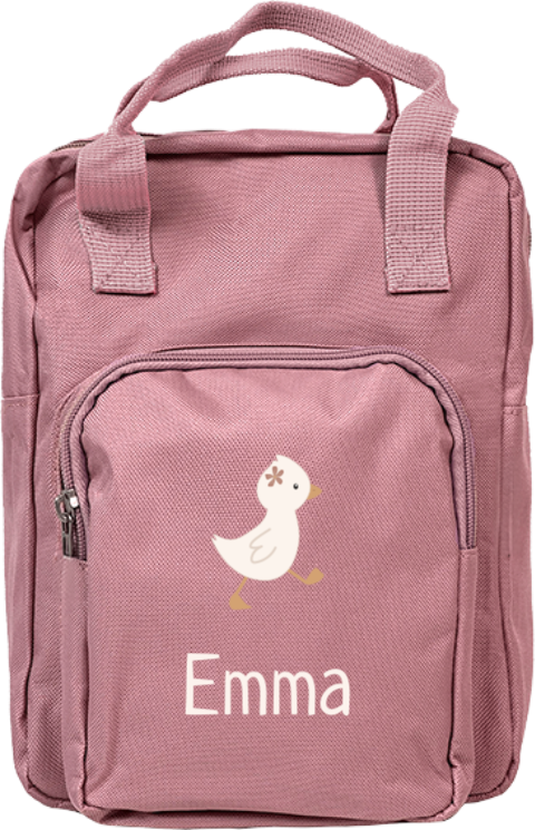 Rugtas Classic met gans, bloem en naam