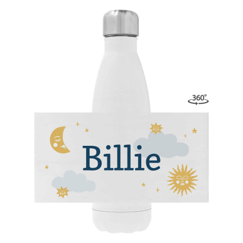 Drinkfles RVS met naam, zon, maan en sterren