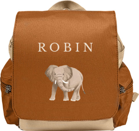Avontuurlijke rugzak adventure met naam en olifant