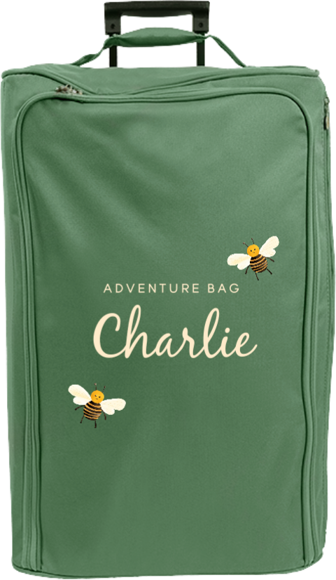 Lieve reistrolley met bijtjes en naam