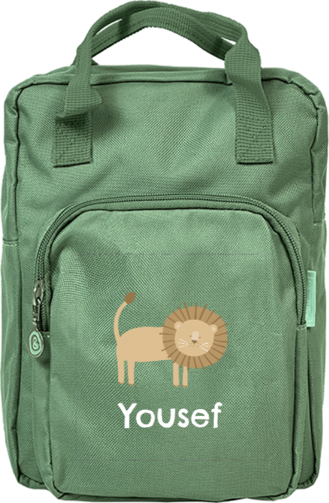Stoere rugzak classic met leeuw en naam
