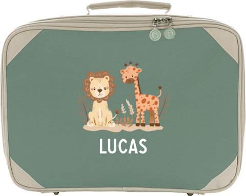 Koffer met naam en jungledieren