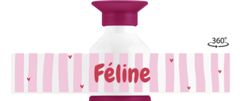 Dopper met roze strepen en naam