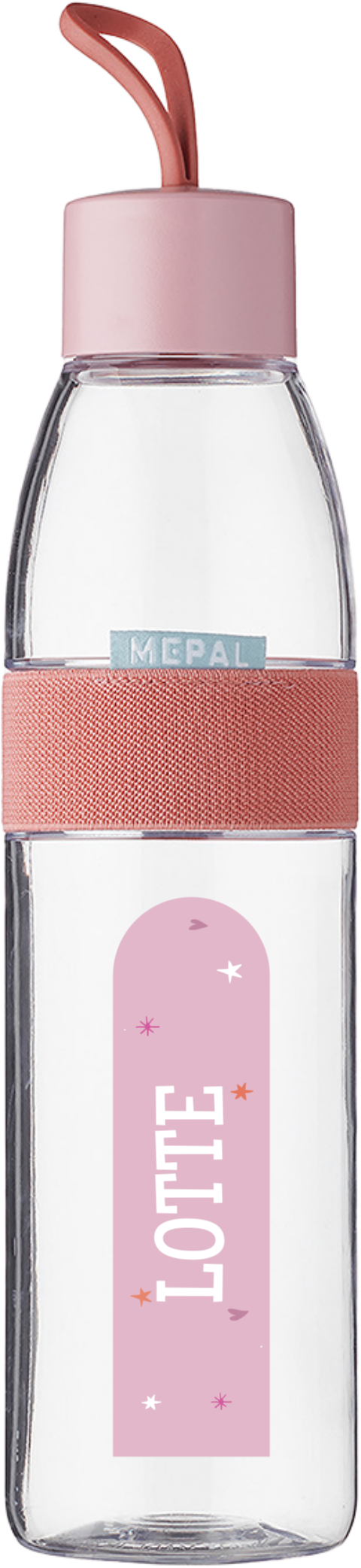 Mepal Ellipse waterfles met roze boog, naam en sterren