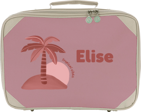 Koffertje met naam en tropisch eiland
