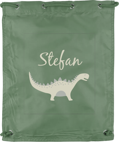 Gymtas met naam en dinosaurus