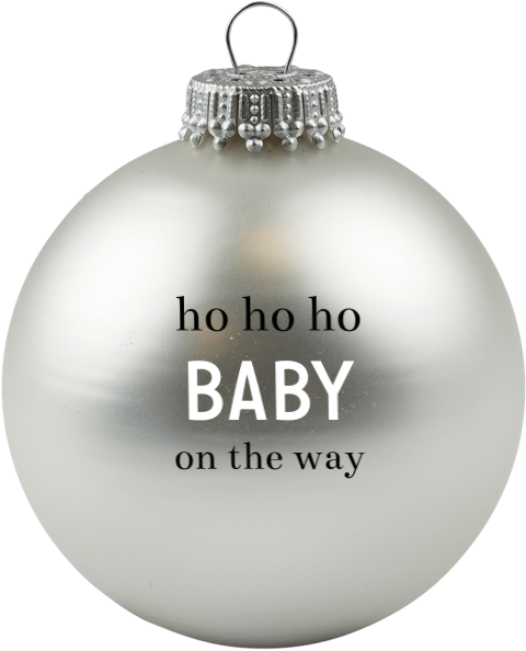 Kerstbal van glas met tekst 'baby on the way'