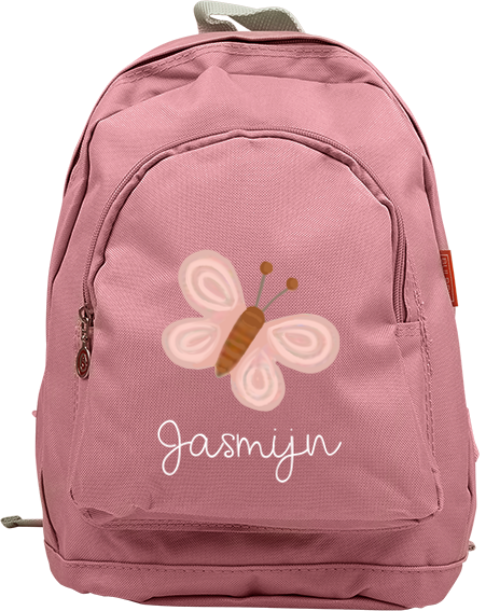 Vrolijke rugzak Junior met vlinder en naam