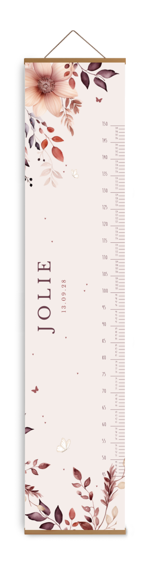 Stijlvolle groeimeter met bloemen en vlinders