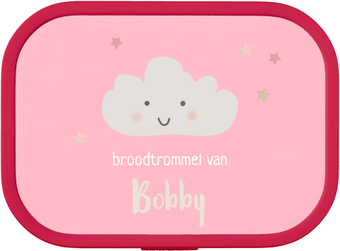 Mepal broodtrommel Campus met gezichtwolkje, sterretjes en naam