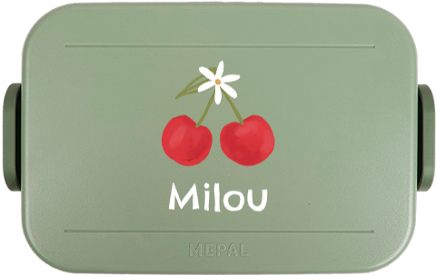 Mepal broodtrommel To Go met naam en kersjes