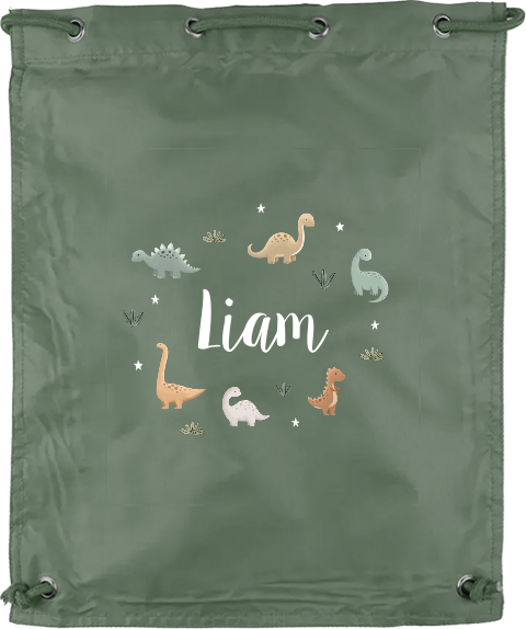 Gymtas met naam en dino's