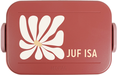 Mepal broodtrommel met bloem en naam voor Juf