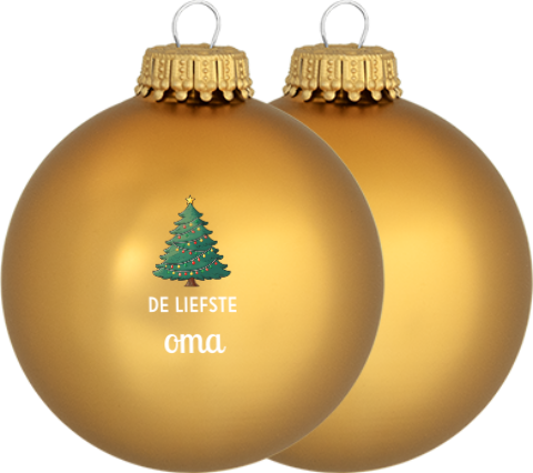 Glazen kerstbal met illustratie van kerstboom