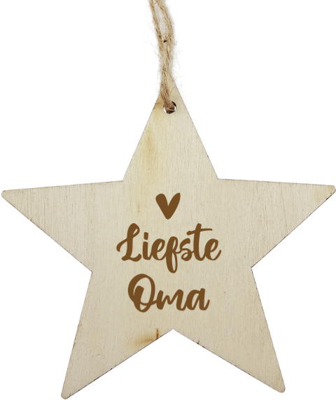 Houten kersthanger in de vorm van een ster voor oma