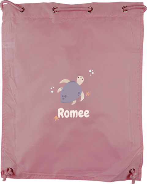 Gymtas met naam en schildpad